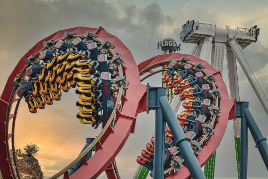 View of a roller coaster
